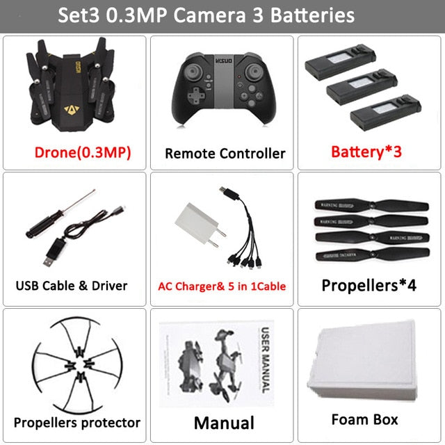 Foldable Drone with Camera HD 2MP Wide Angle WIFI FPV